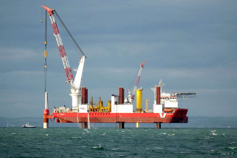 offshore wind installations of piles through pile hammering